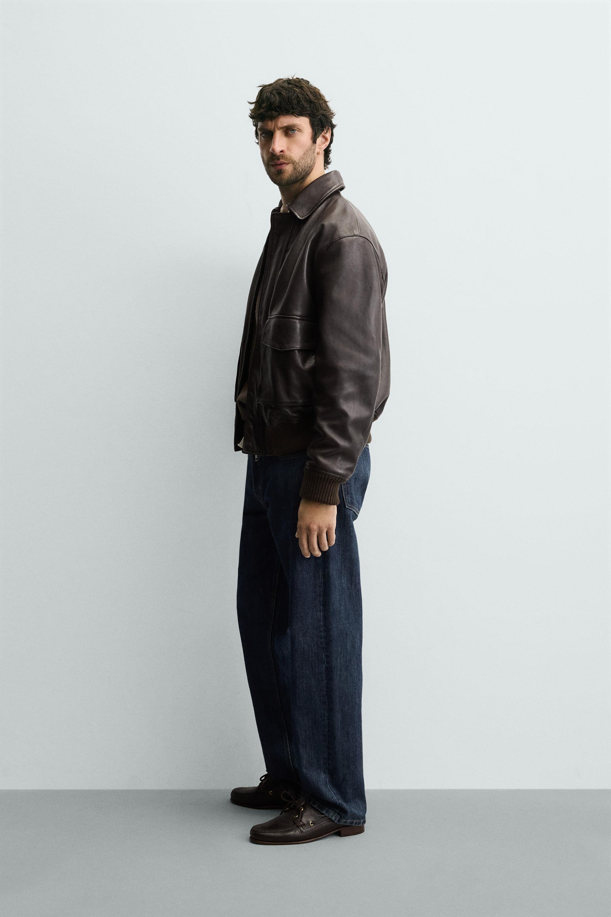 BLOUSON RELAXED FIT EN CUIR